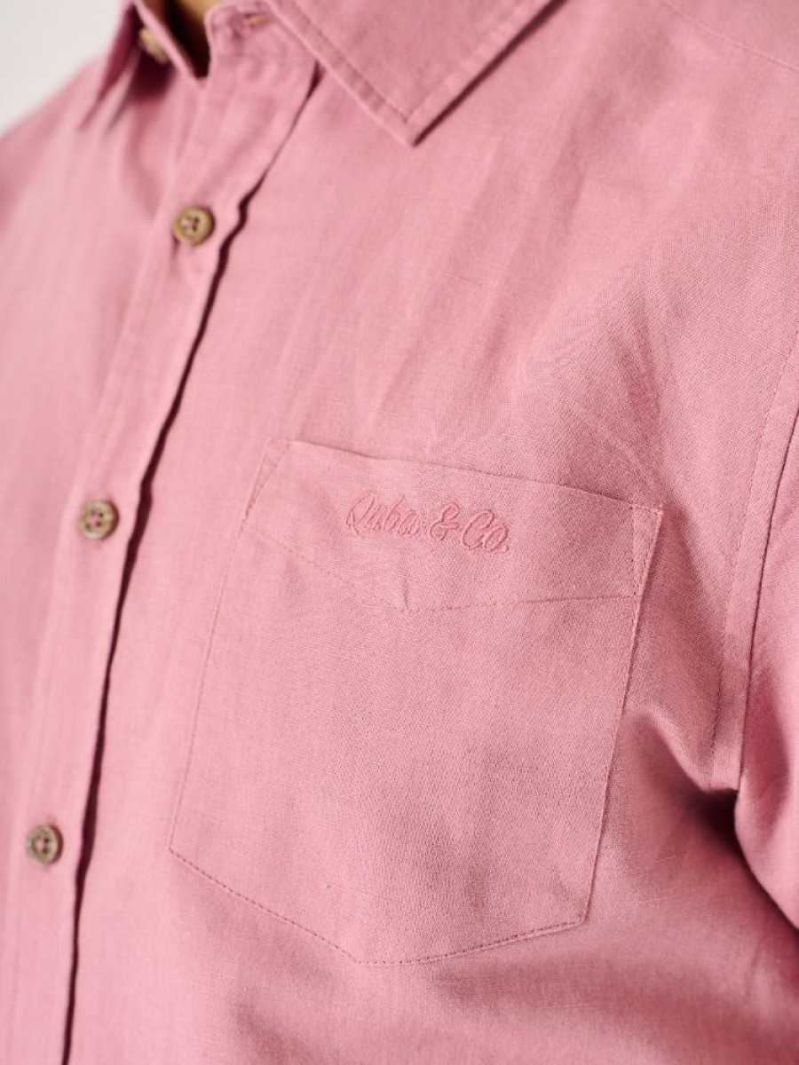 Quba & Co Winsham Short Sleeve Pink Shirt New