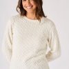 Quba & Co White Textured Cotton Knit Jumper - Crane Online