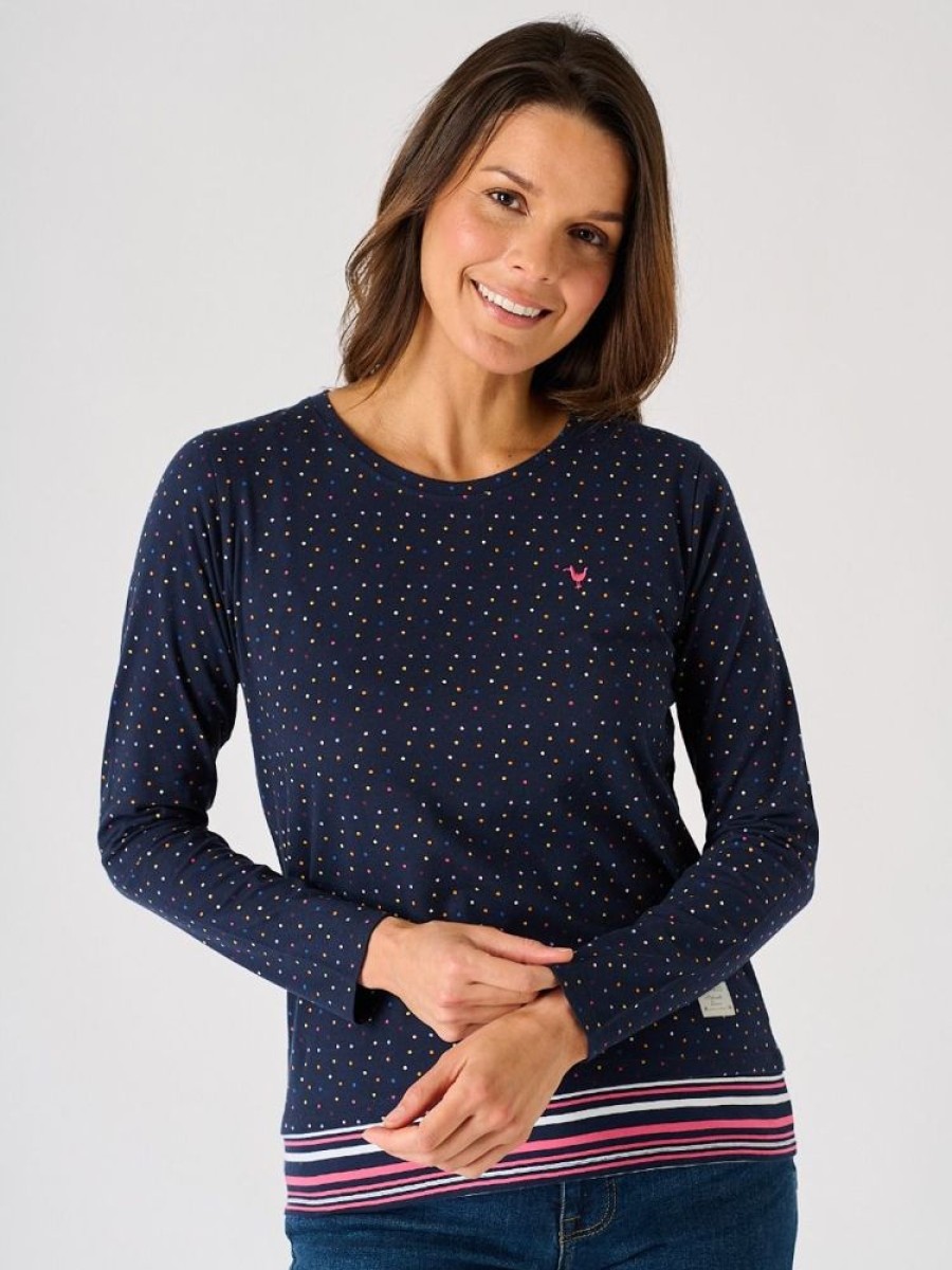 Quba & Co Navy Long Sleeved Layered T-Shirt With Multicoloured Spot Design - Petrel Online