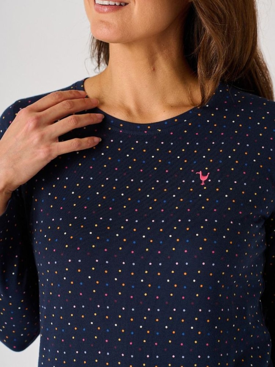 Quba & Co Navy Long Sleeved Layered T-Shirt With Multicoloured Spot Design - Petrel Online