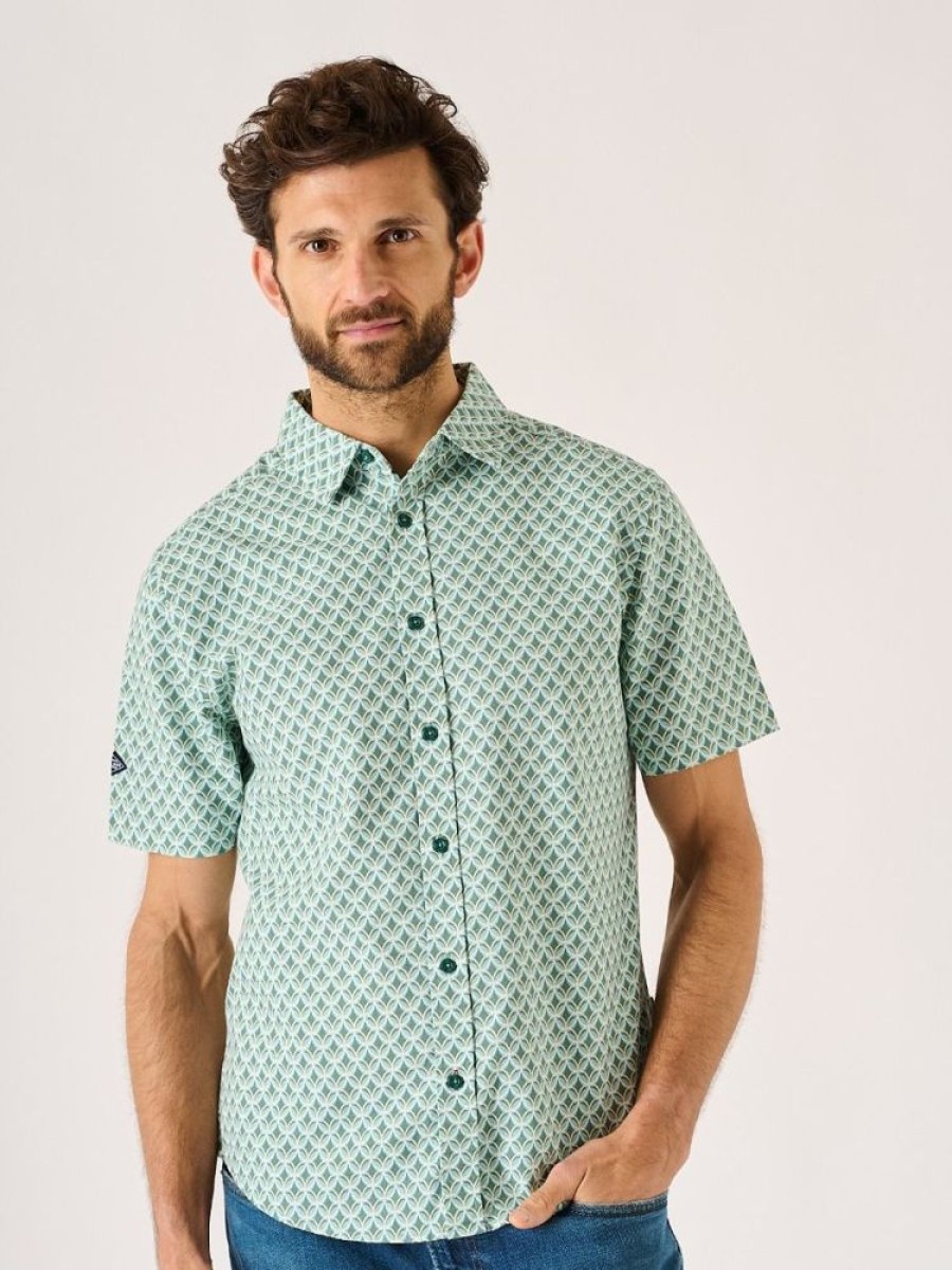 Quba & Co Tiverton Short Sleeve Green Shirt Wholesale