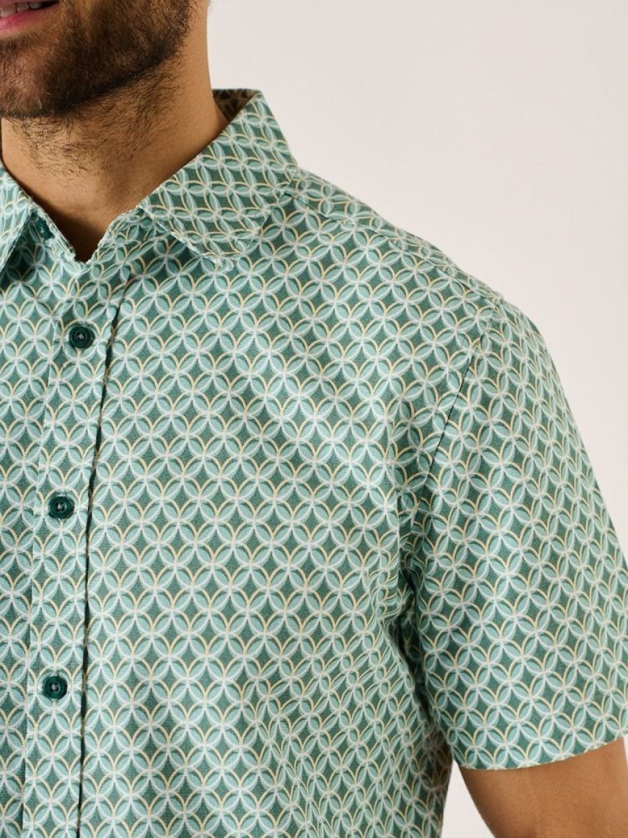 Quba & Co Tiverton Short Sleeve Green Shirt Wholesale