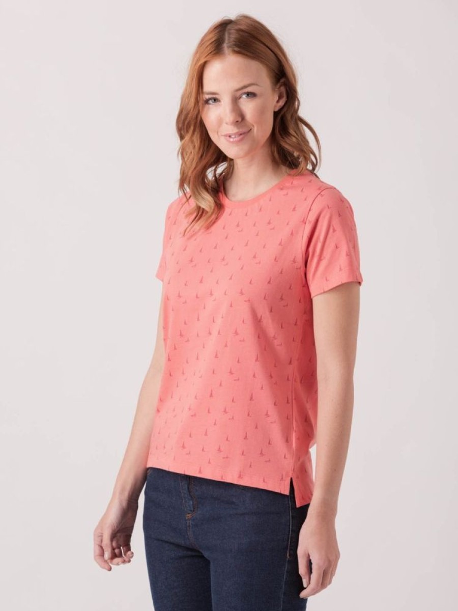 Quba & Co Sanvitalia Pink Boat Print Design T-Shirt Clearance