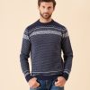 Quba & Co Davos Merino Rich Navy And White Jumper Clearance