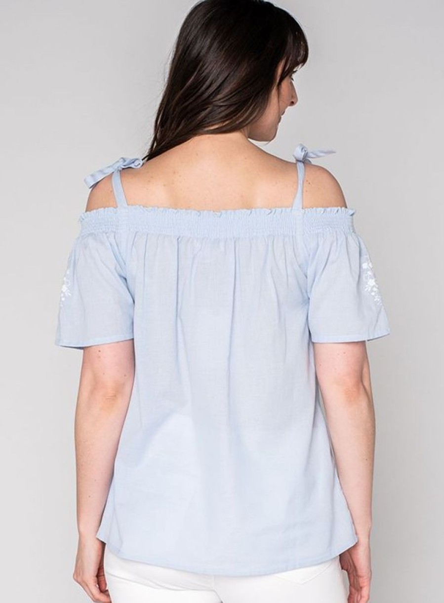 Quba & Co Skylar Woven Bardot Top - Chambray New