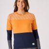 Quba & Co Navy And Pumpkin Orange Long Sleeve Colour Block T-Shirt - Pipit Wholesale