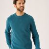 Quba & Co Kentmoore Crew Neck Teal Blue Knitted Jumper Hot