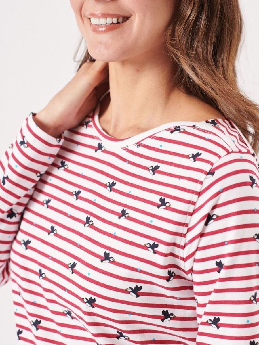 Quba & Co Ramsfors Red And White Striped Puffin Design T-Shirt Clearance