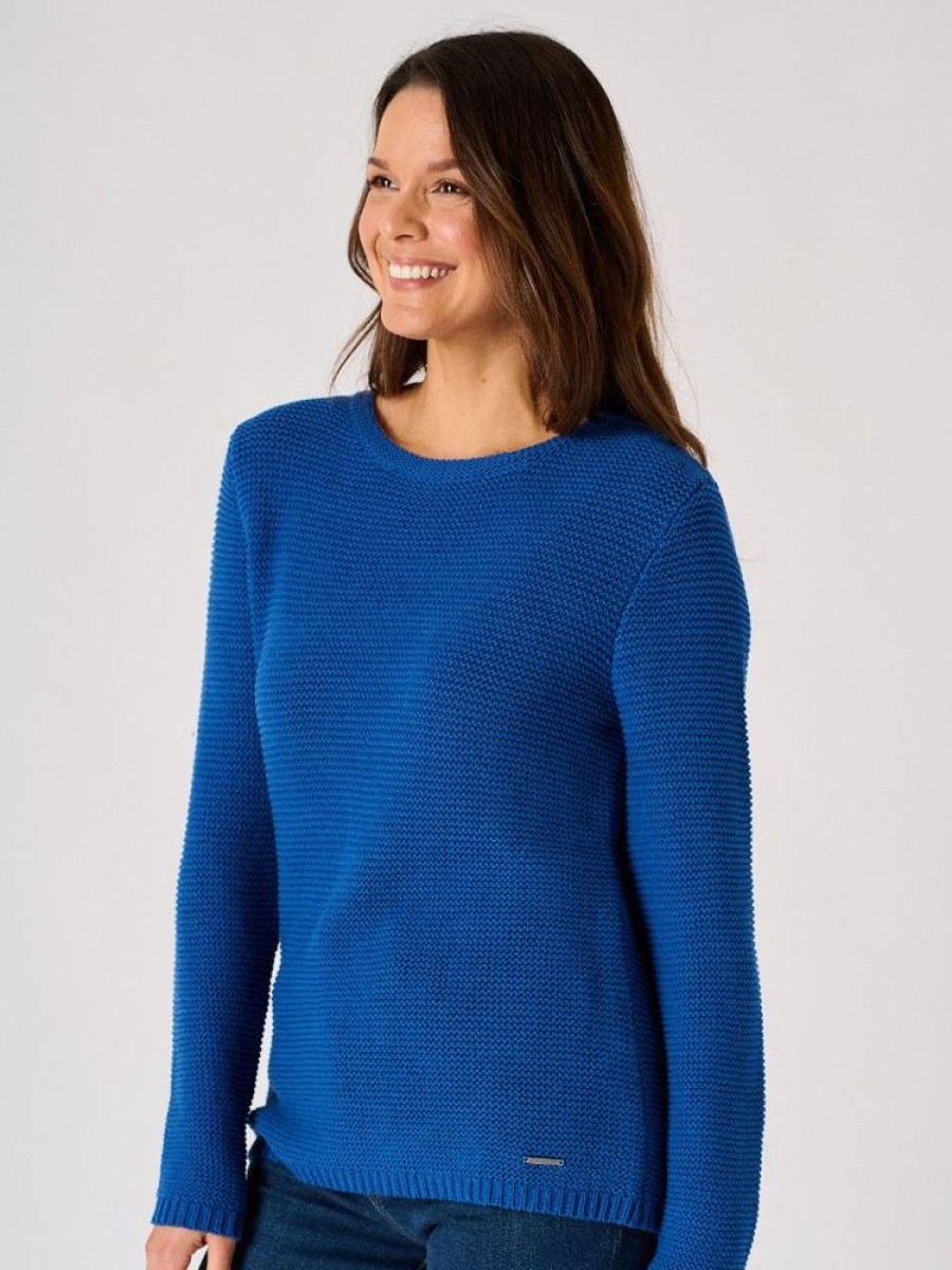 Quba & Co Cobalt Blue Cotton Tape Yarn Knitted Jumper - Skua Clearance