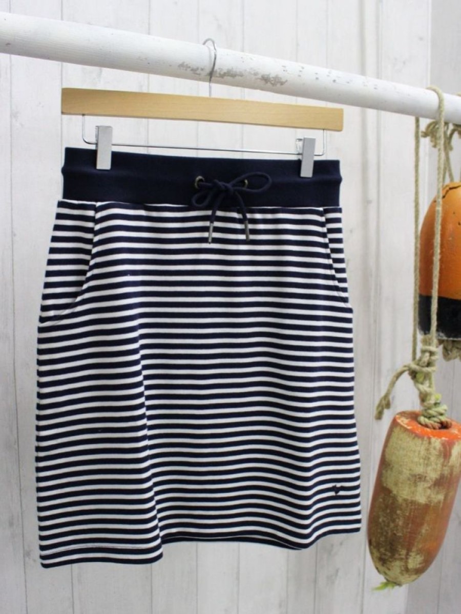 Quba & Co Twiss Loopback Striped Skirt Navy White Clearance