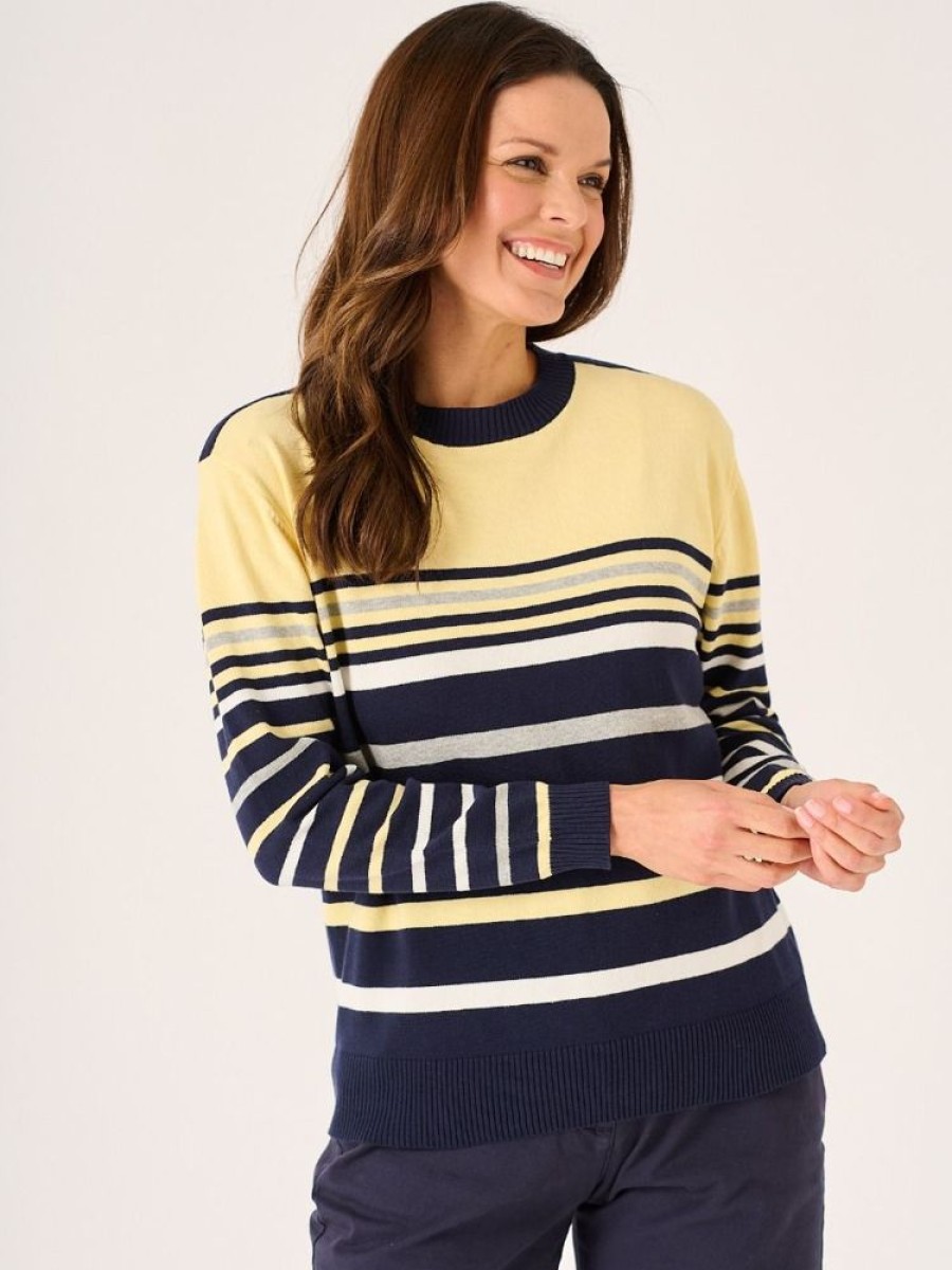 Quba & Co Kelty Navy And Yellow Striped Cotton Jumper Clearance