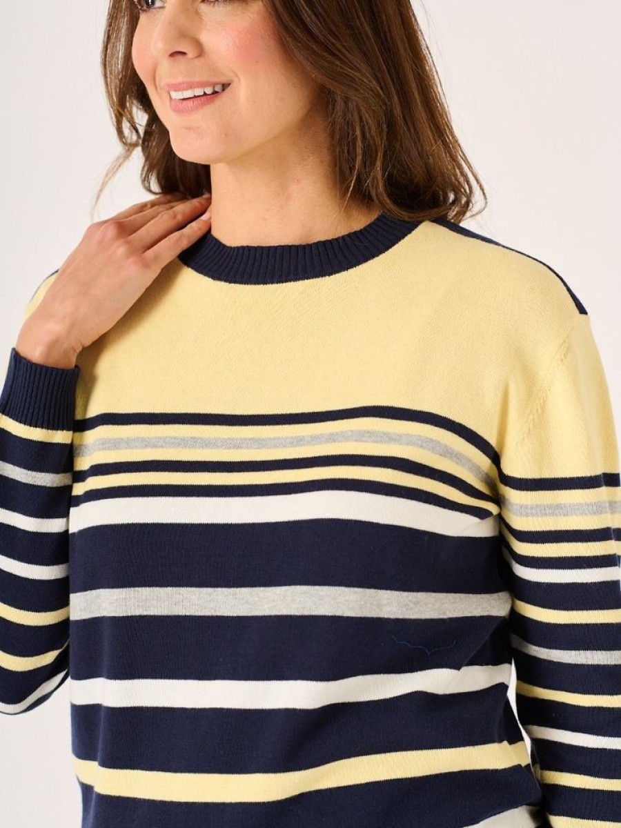 Quba & Co Kelty Navy And Yellow Striped Cotton Jumper Clearance