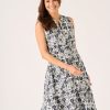 Quba & Co Tyne Navy And White Floral Print Dress Clearance