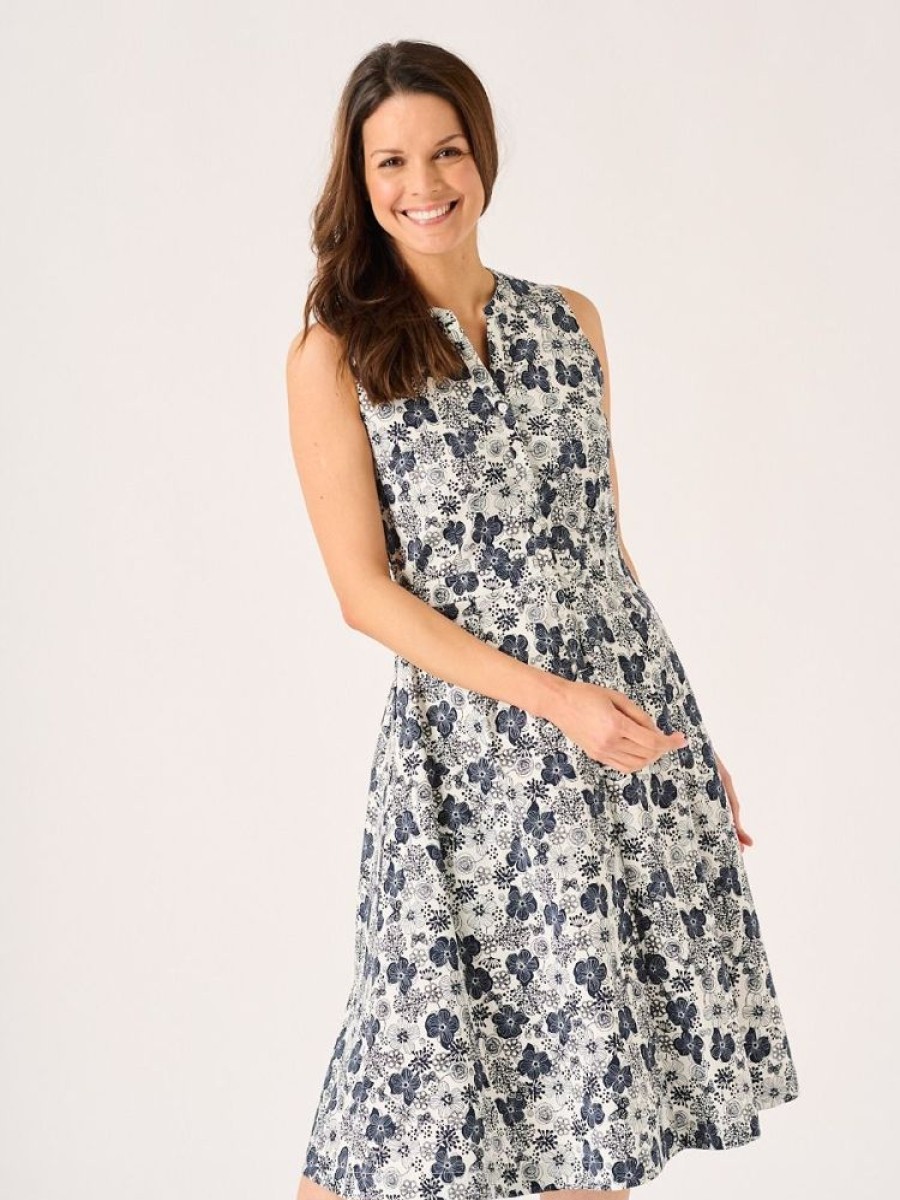 Quba & Co Tyne Navy And White Floral Print Dress Clearance