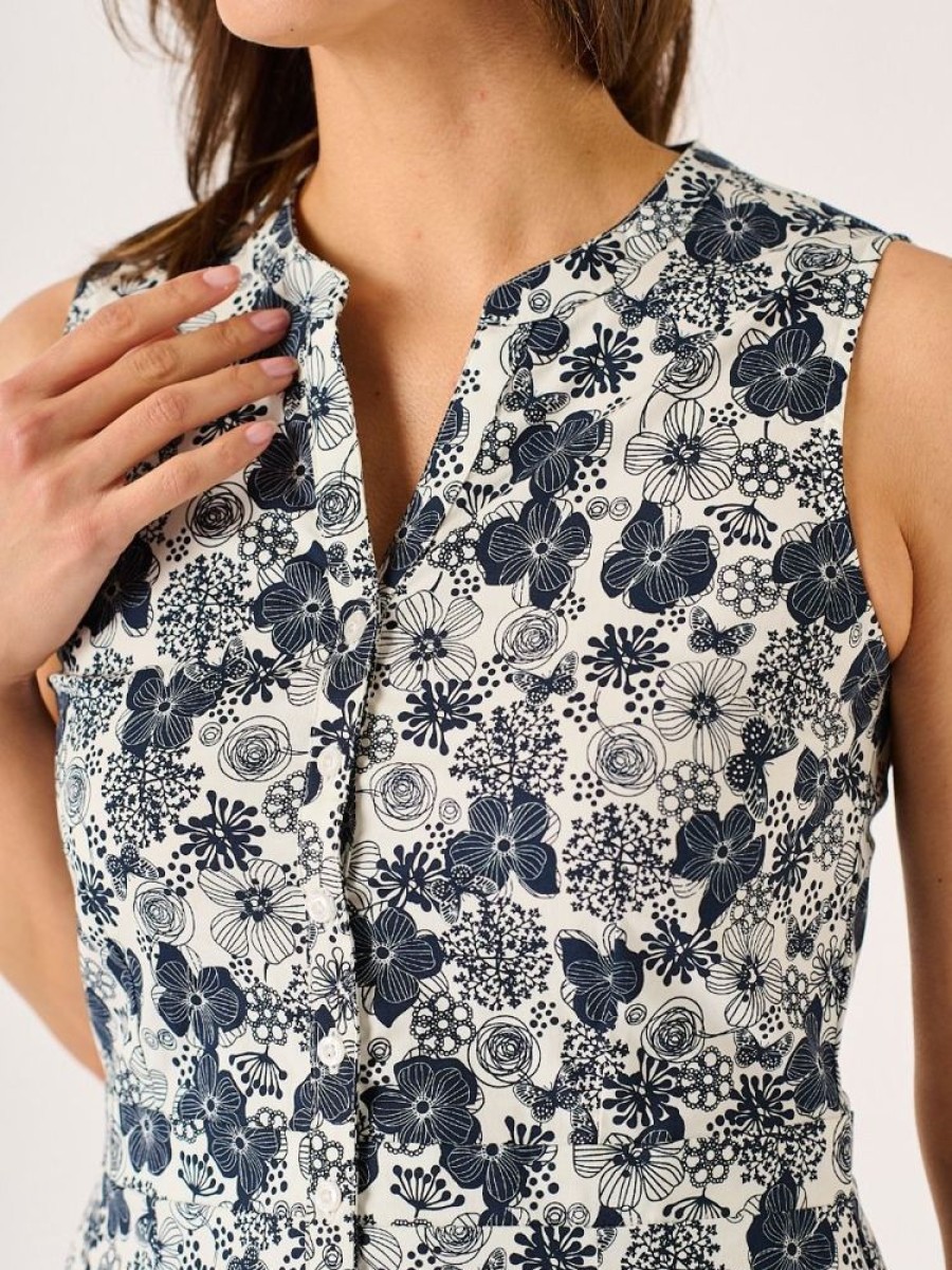 Quba & Co Tyne Navy And White Floral Print Dress Clearance