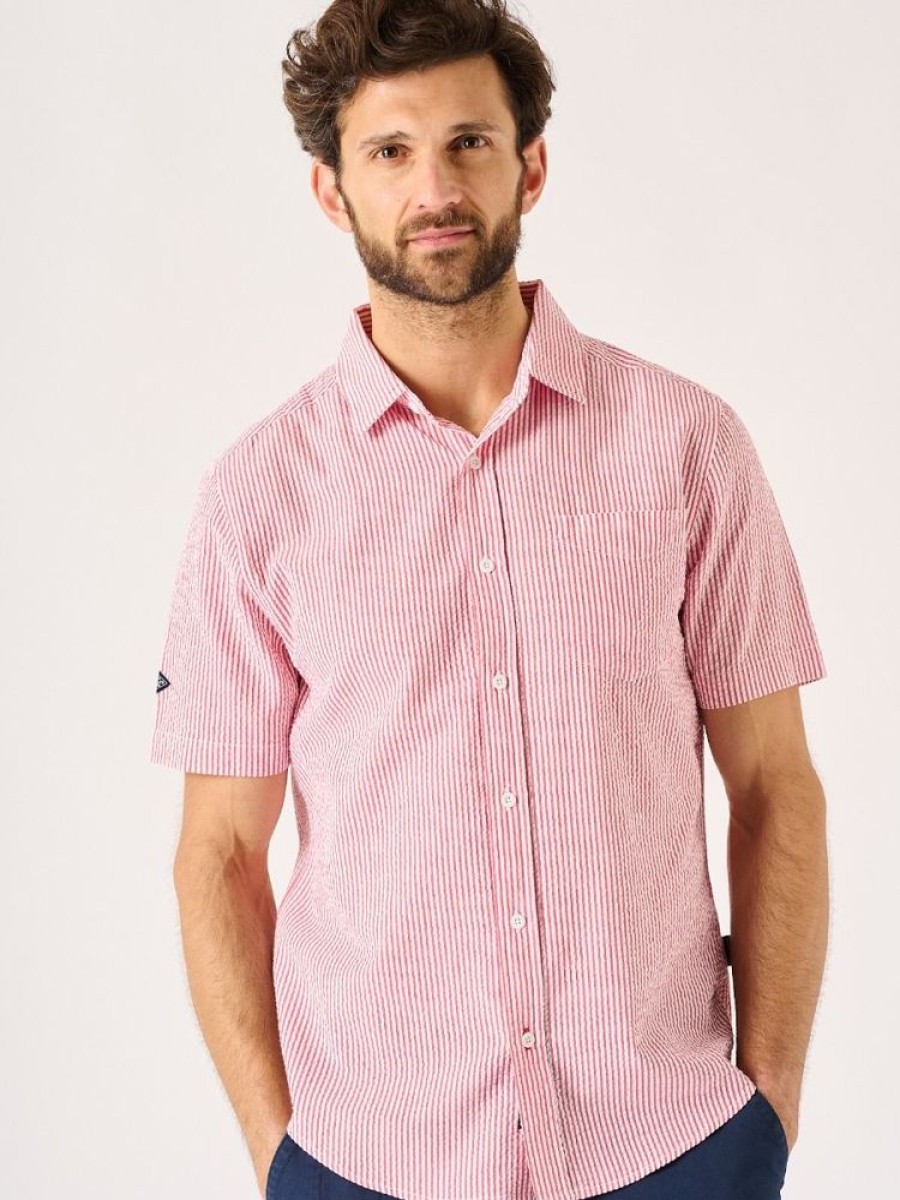 Quba & Co Dustin Short Sleeved Pink Striped Shirt Clearance