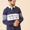 Quba & Co Navy Colour Block Long Sleeve Rugby Shirt - Banco Online