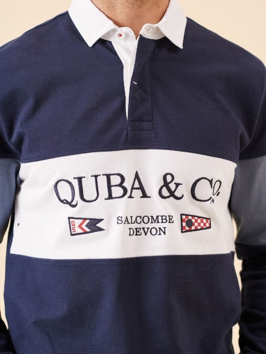 Quba & Co Navy Colour Block Long Sleeve Rugby Shirt - Banco Online