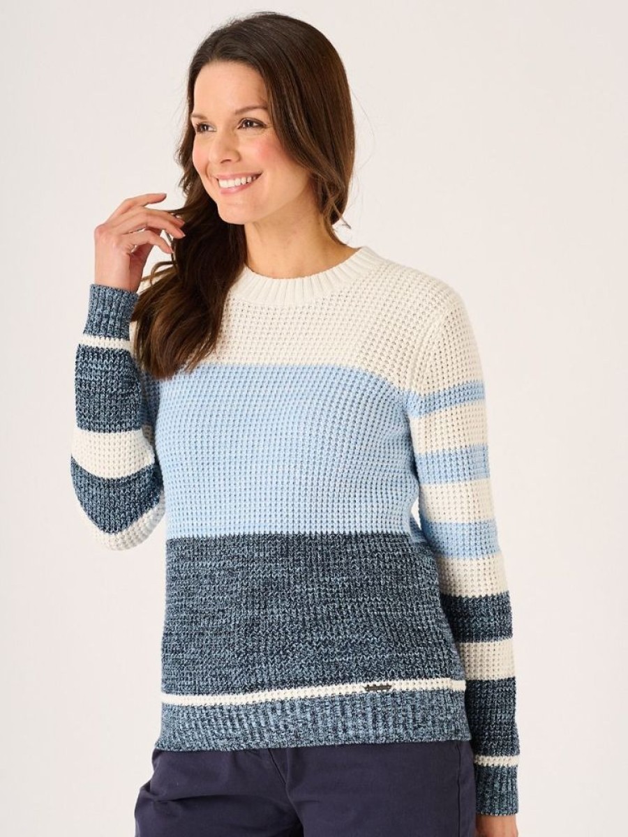 Quba & Co Bims Space Dye Blue And White Knitted Jumper Hot