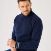 Quba & Co Navy Lifestyle Merino Rich Roll Neck Knitted Jumper - Sawyer Online