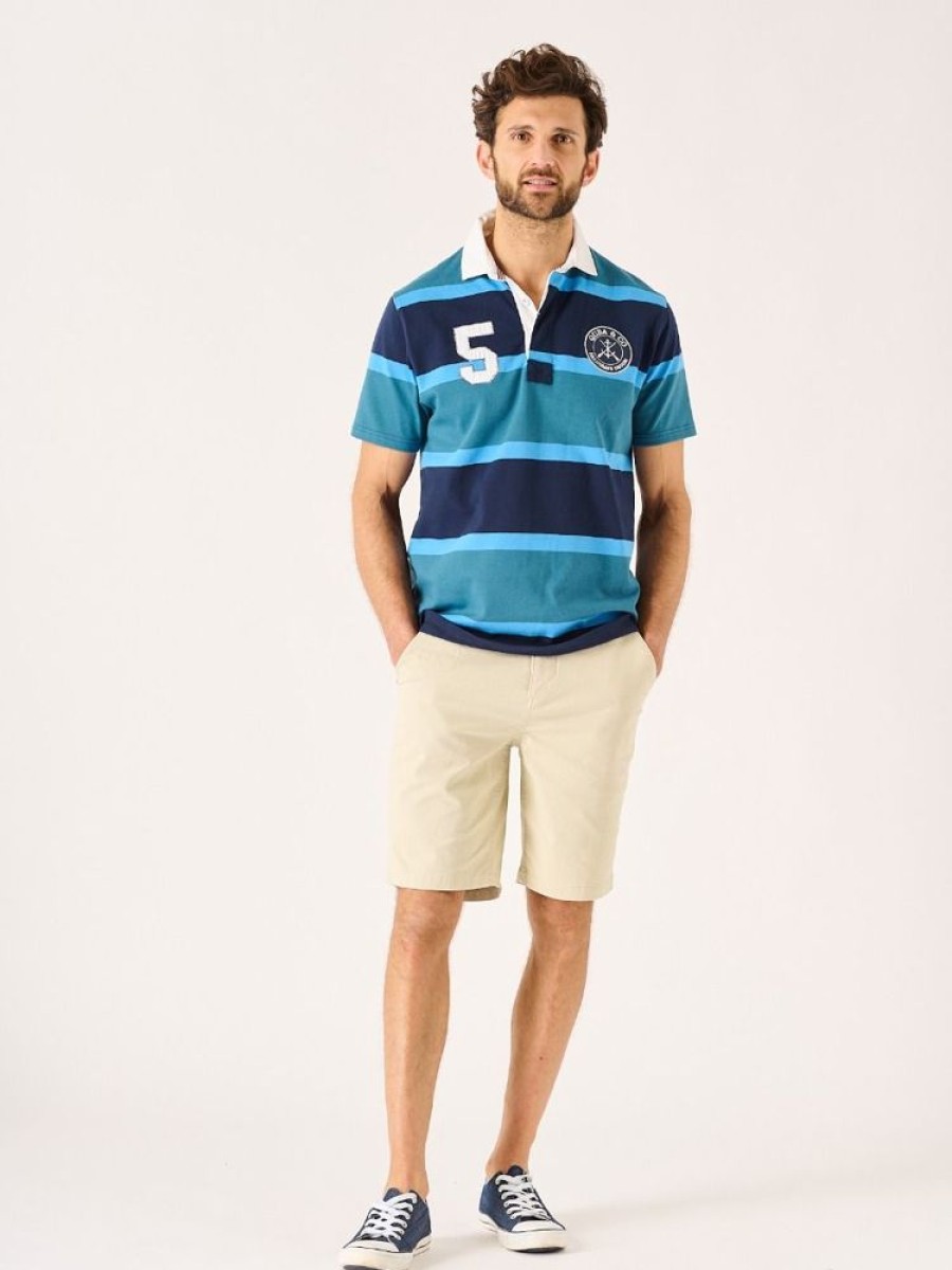 Quba & Co Blue Striped Short Sleeve Rugby Shirt - Ellison Clearance