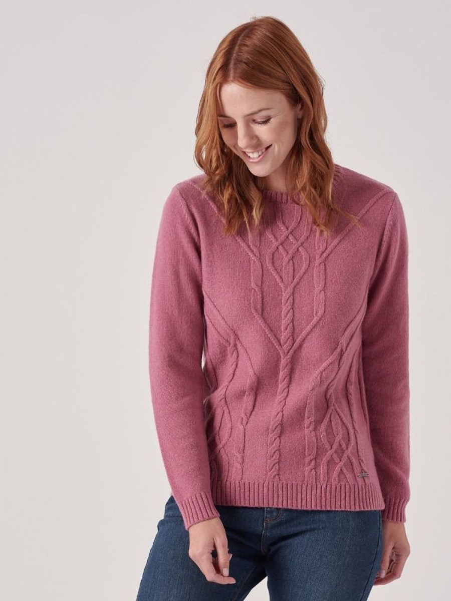 Quba & Co Genevieve Pink Cable Knit Jumper New