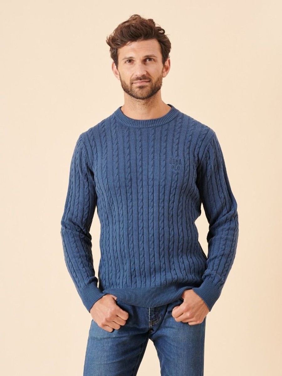 Quba & Co Moritz Blue Cable Knit Jumper Best