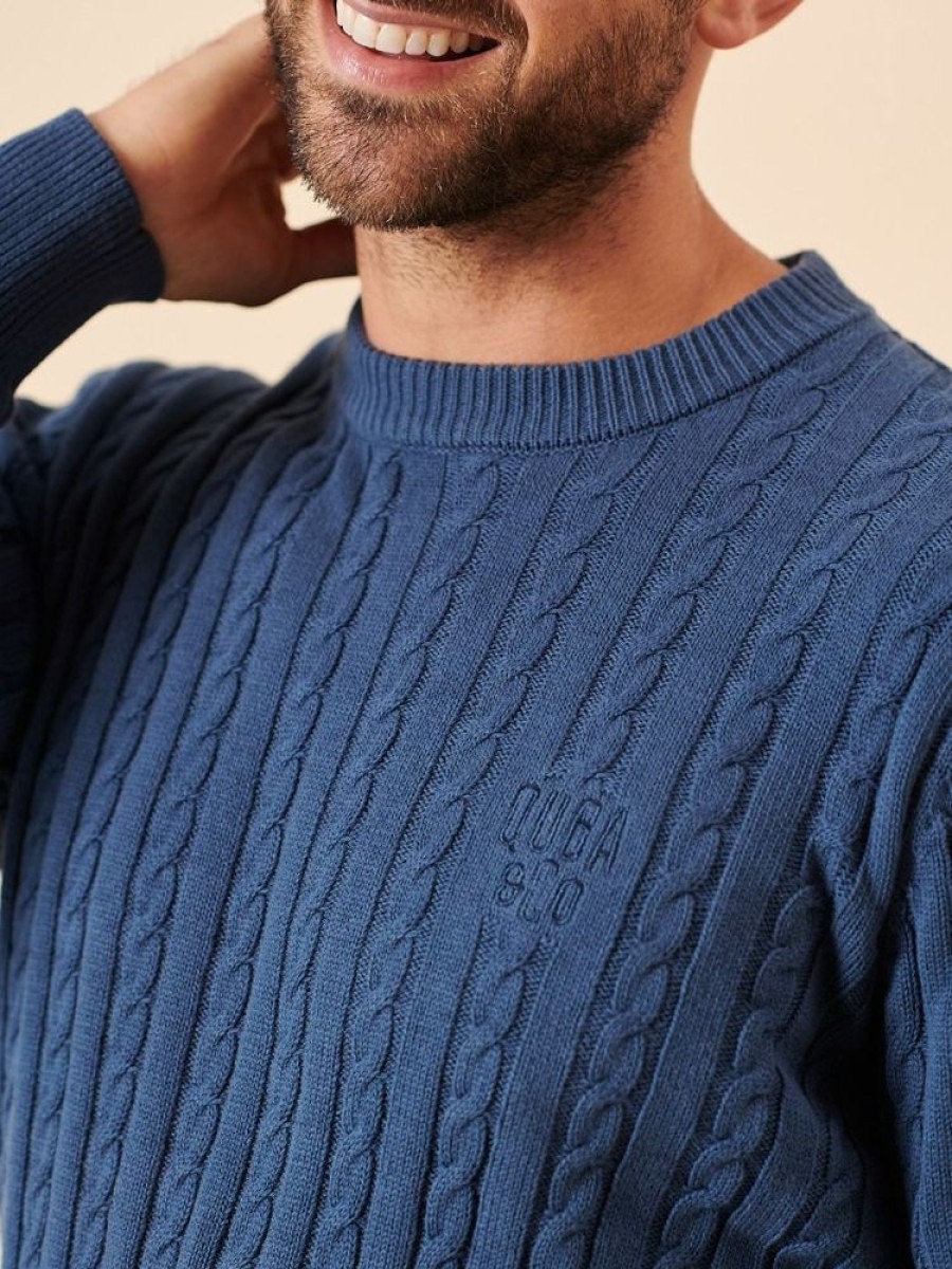 Quba & Co Moritz Blue Cable Knit Jumper Best