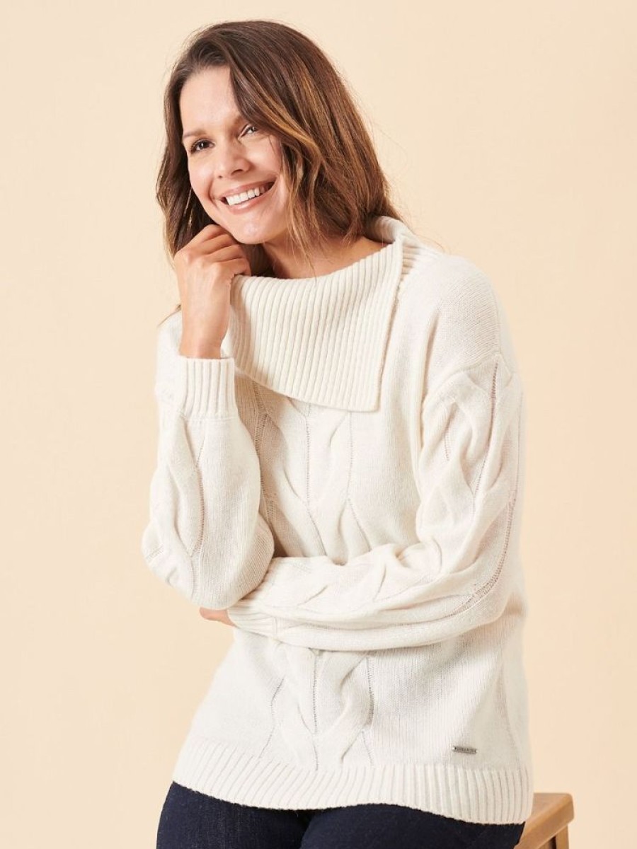 Quba & Co Kiruna Split Neck White Knitted Jumper Online