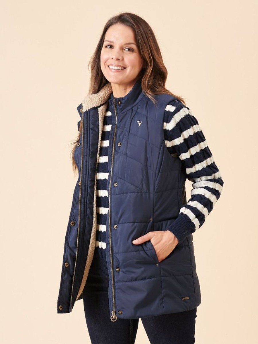 Quba & Co Navy Borg Lined Puffer Gilet - Visby Online