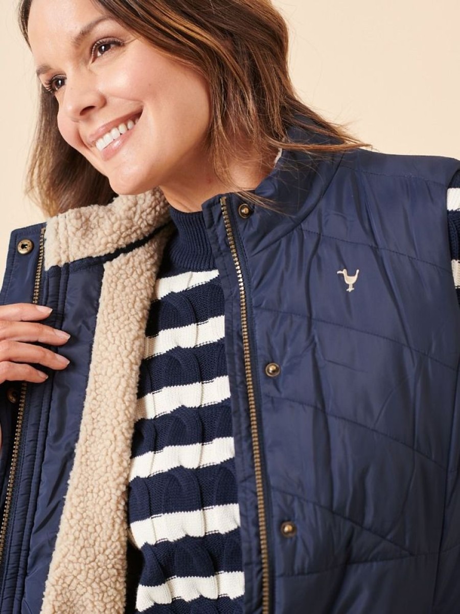 Quba & Co Navy Borg Lined Puffer Gilet - Visby Online