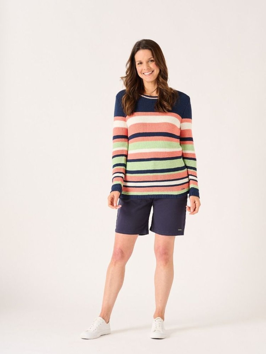 Quba & Co Browtiny Multicoloured Stripe Tape Yarn Jumper Wholesale