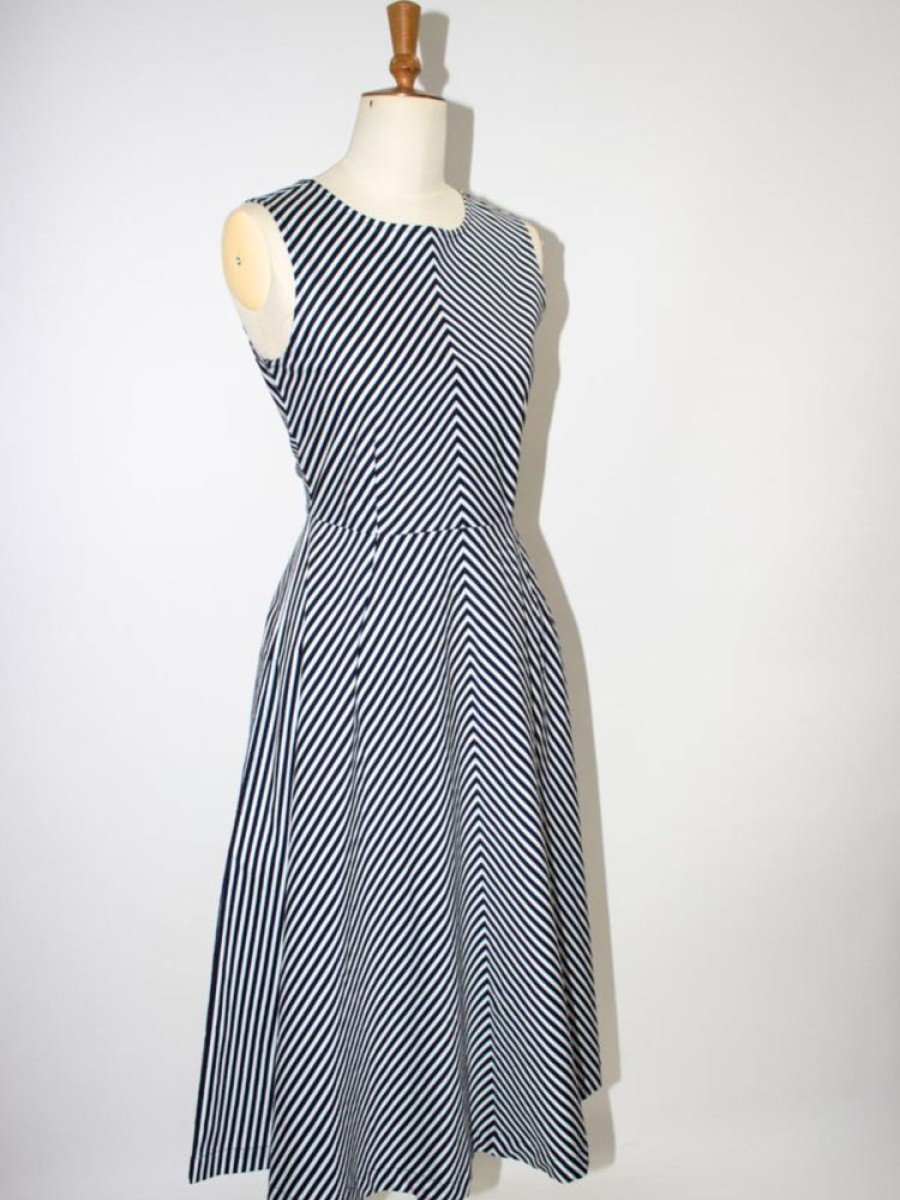 Quba & Co Tay Chevron Navy And White Striped Dress Best