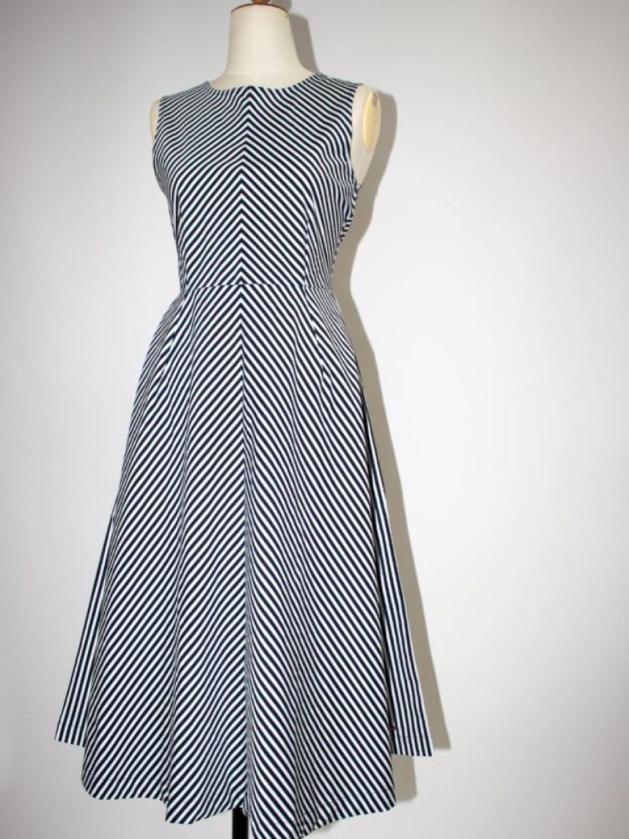 Quba & Co Tay Chevron Navy And White Striped Dress Best