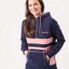 Quba & Co Navy Striped Zip Neck Hoodie - Holo Clearance