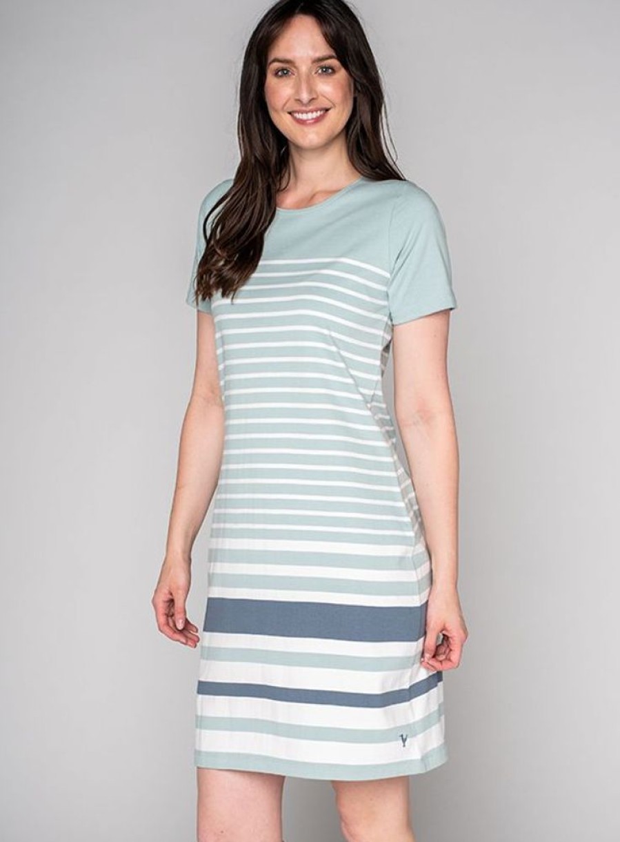 Quba & Co Elza Striped Dress - Seamist Green Best