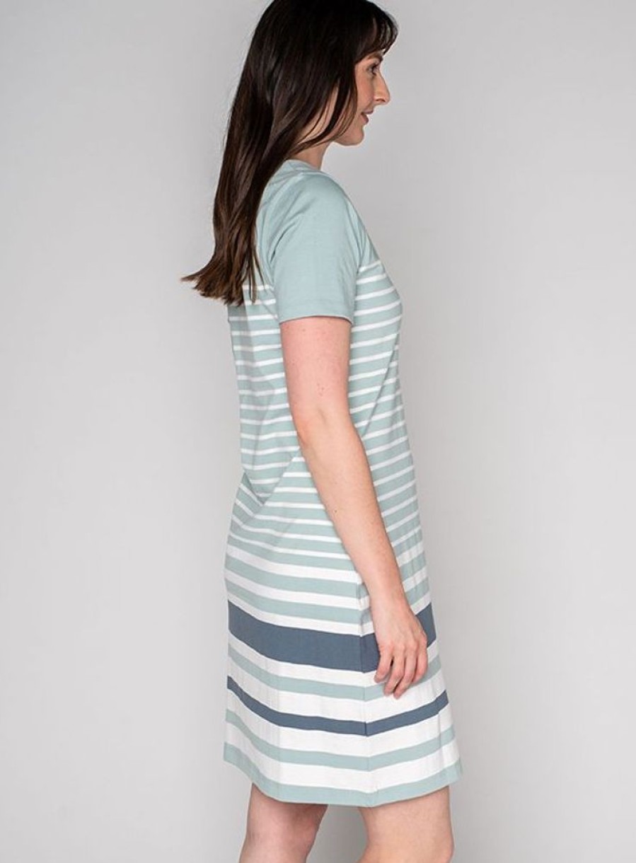 Quba & Co Elza Striped Dress - Seamist Green Best