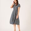 Quba & Co Medway Revere Navy Ocean Design Collar Dress Clearance