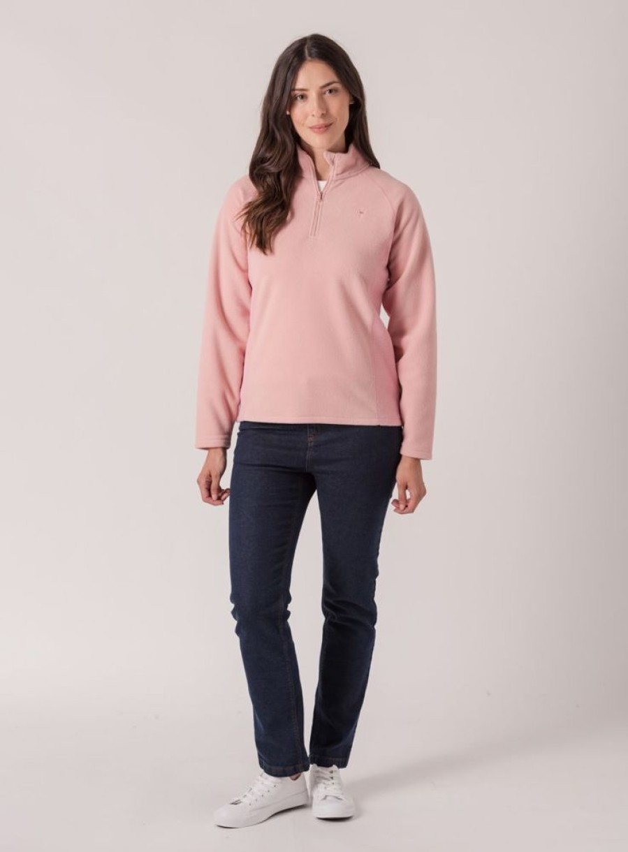 Quba & Co Helga Zip Neck Polar Fleece - Pale Pink/Lilac Rose Wholesale