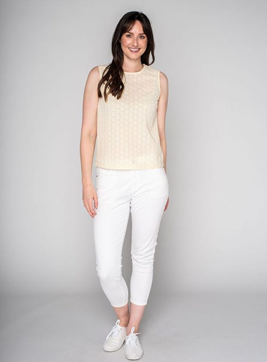 Quba & Co Rosaline Broderie Vest Top Lemon Drop Online