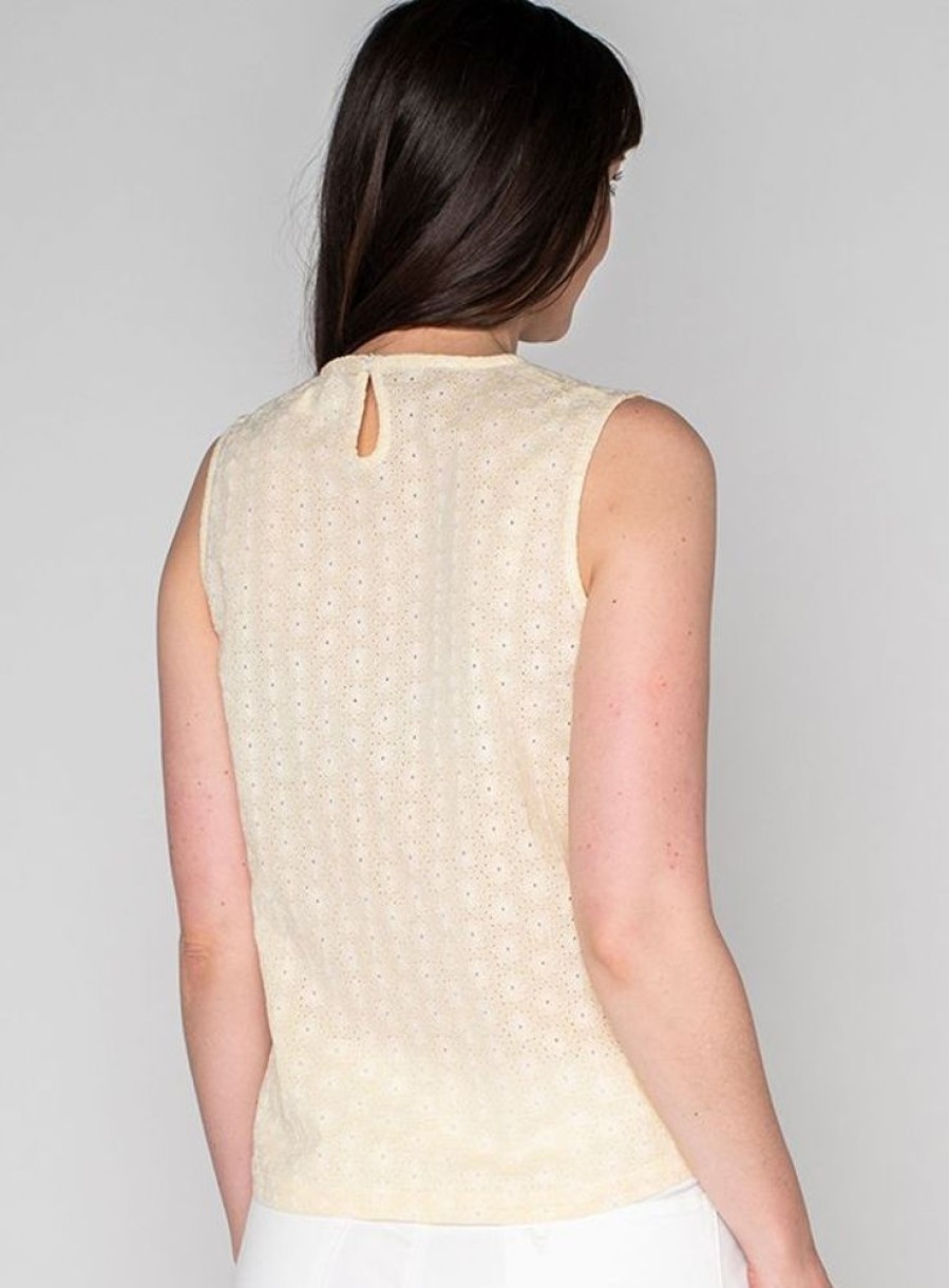 Quba & Co Rosaline Broderie Vest Top Lemon Drop Online