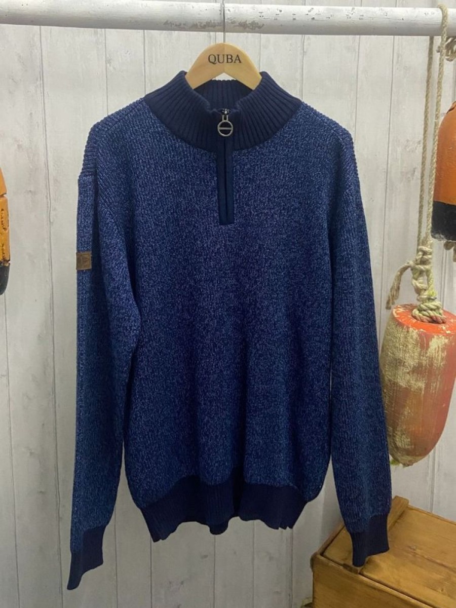 Quba & Co Navy And Blue Lifestyle Zip Neck Jumper - Fosters New