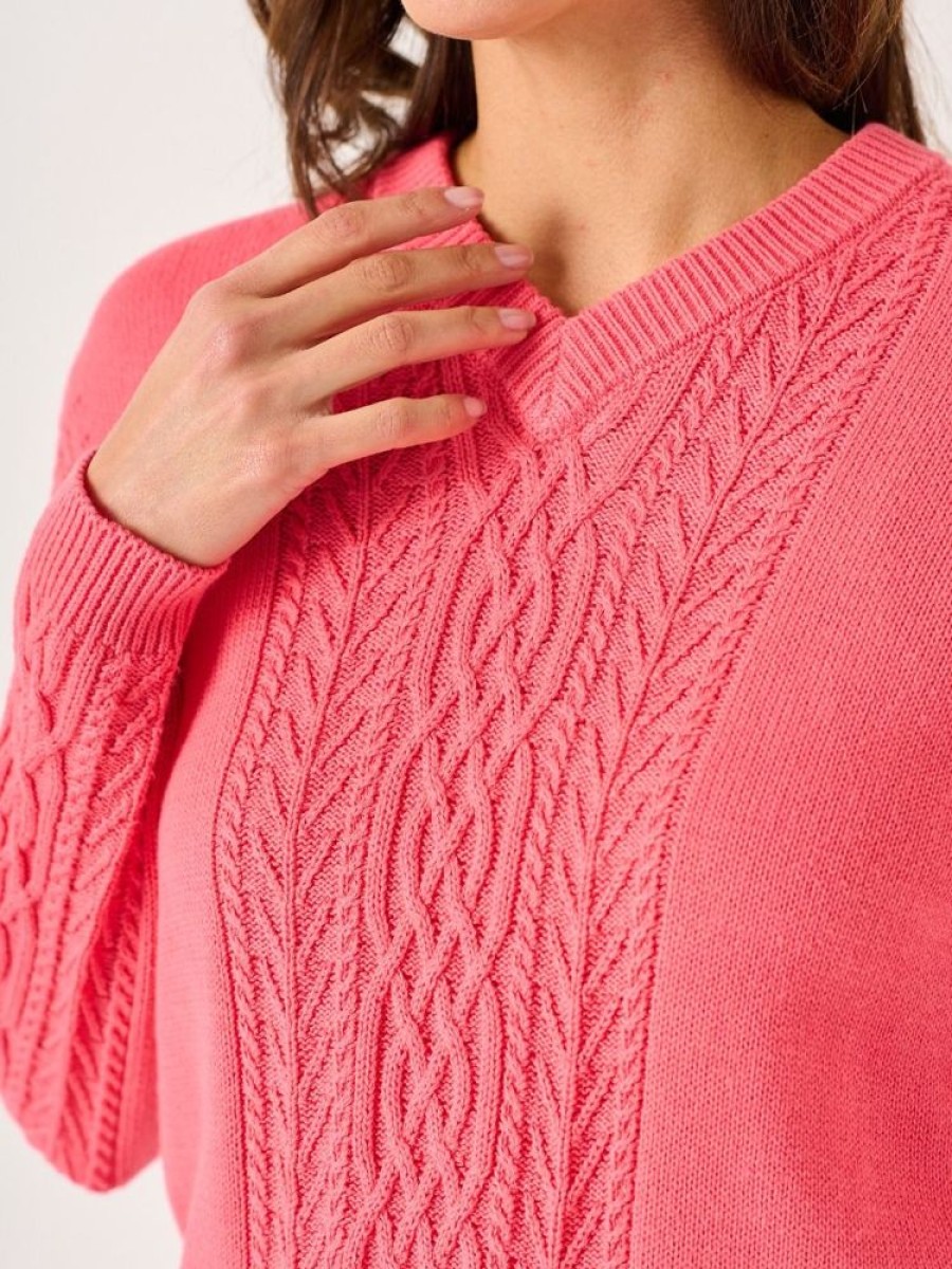 Quba & Co Hoff Cable-Knit Jumper Pink New