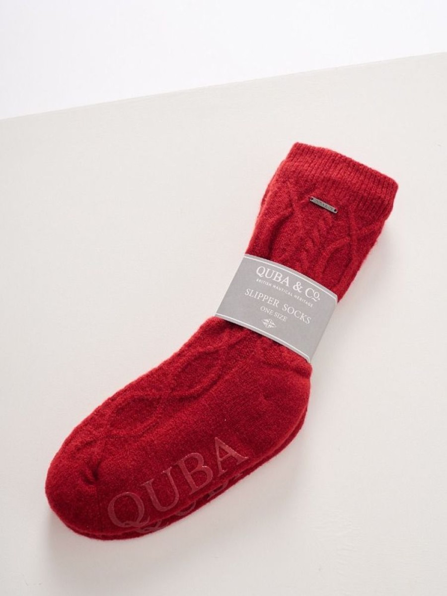 Quba & Co Men'S Red Lifestyle Warm Slipper Socks - Copner Wholesale