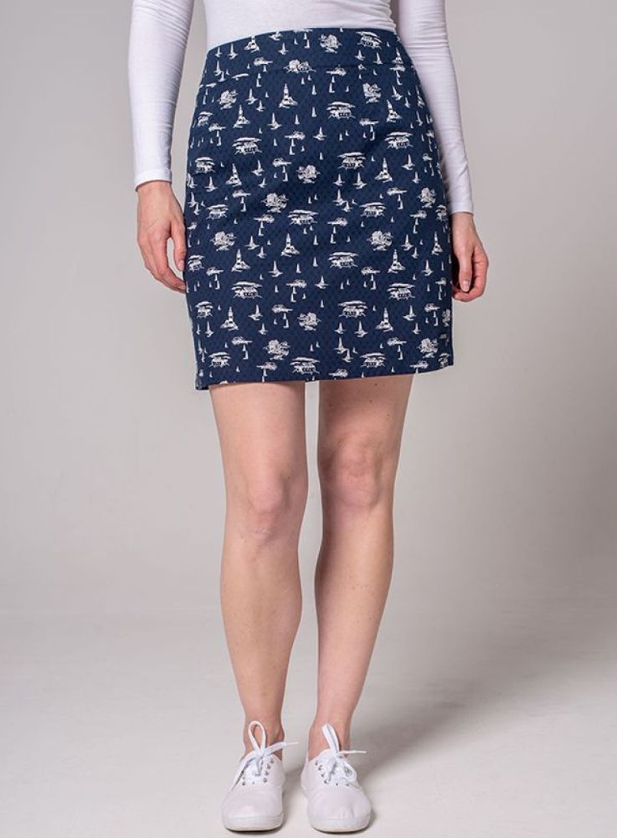 Quba & Co Anna Nautical Print Skirt - Dark Navy Best