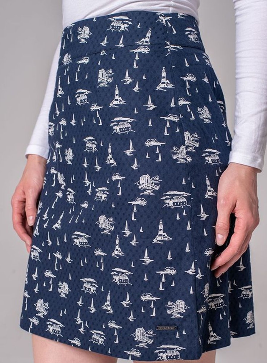 Quba & Co Anna Nautical Print Skirt - Dark Navy Best