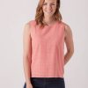 Quba & Co Hybird Sleeveless Pink Broderie Top Online