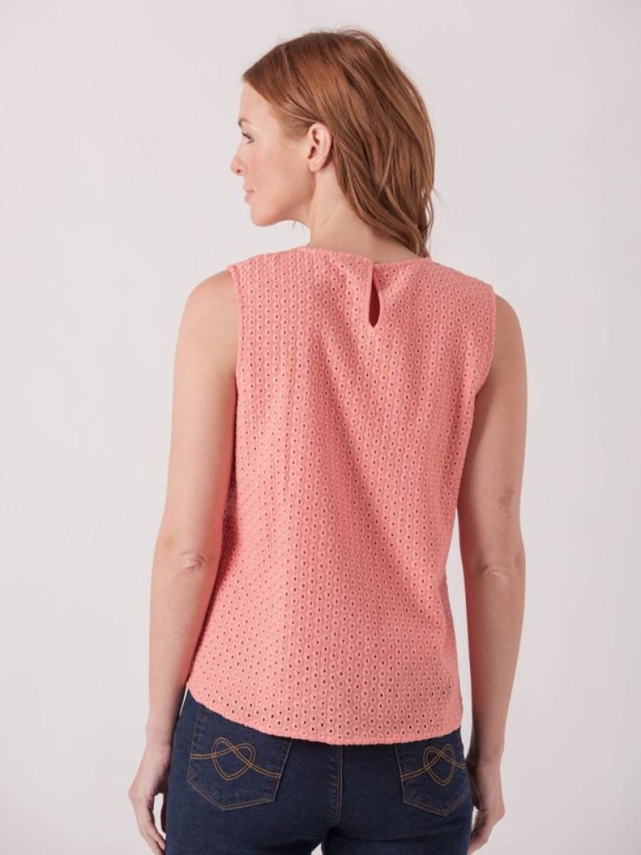 Quba & Co Hybird Sleeveless Pink Broderie Top Online