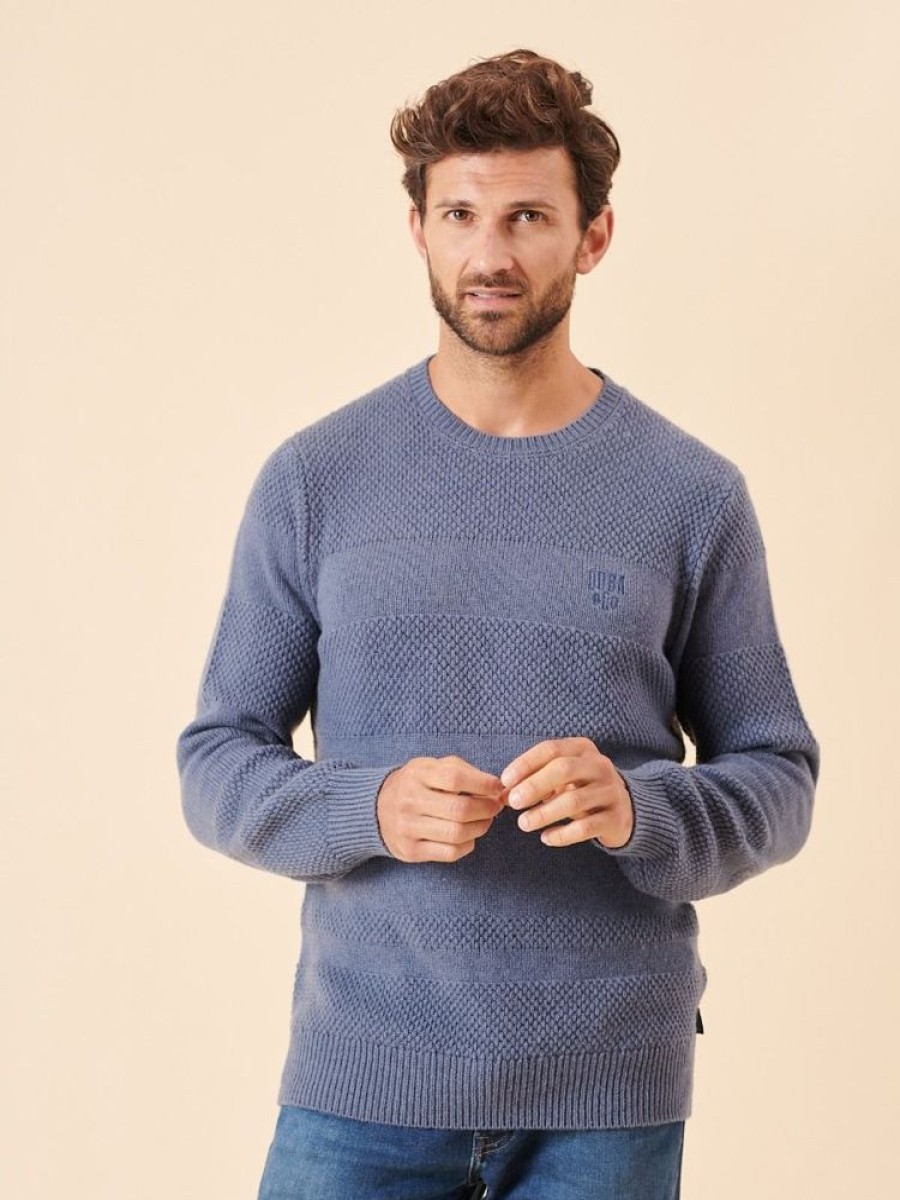 Quba & Co Bern Merino Rich Slate Blue Knit Jumper Online