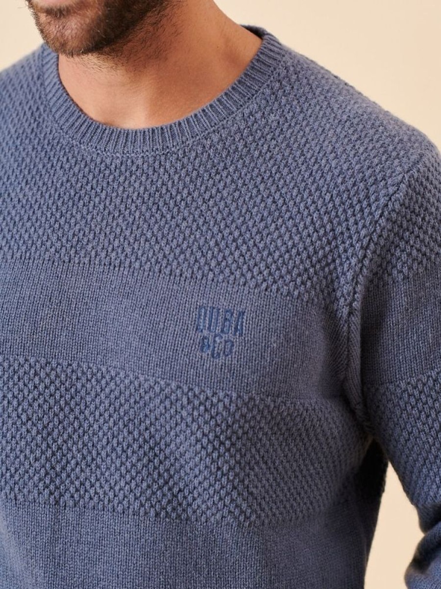 Quba & Co Bern Merino Rich Slate Blue Knit Jumper Online